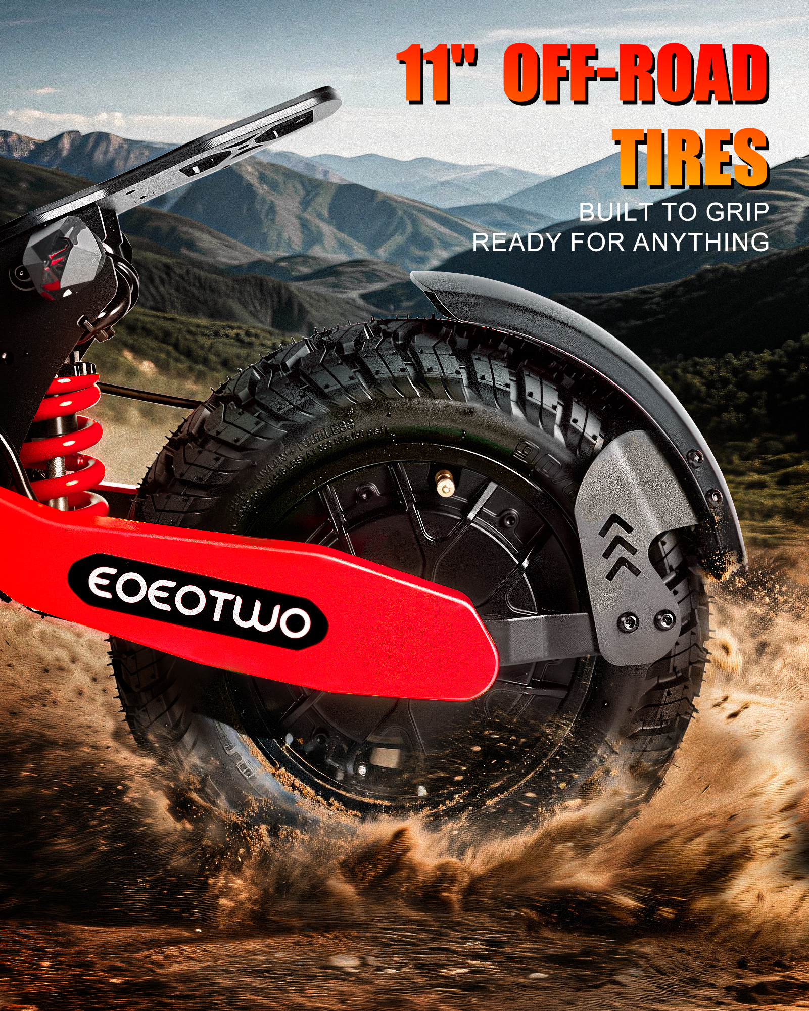 EOEOTWO GT06 Electric Scooter for Adults ,1200W Peak Motor, 11-Inch Off-Road Tyres