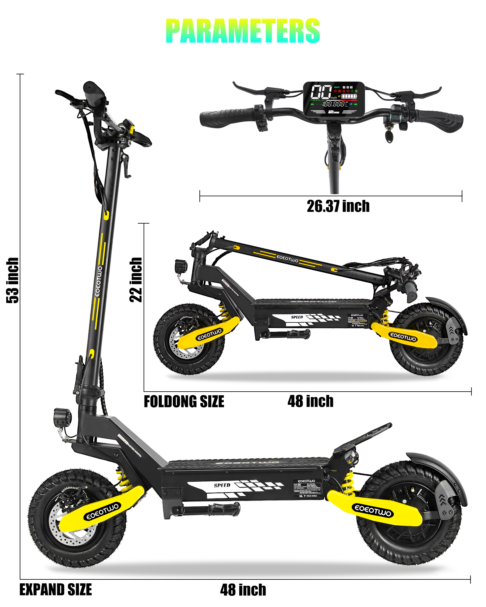 EOEOTWO GT06 Electric Scooter for Adults ,1200W Peak Motor, 11-Inch Off-Road Tyres