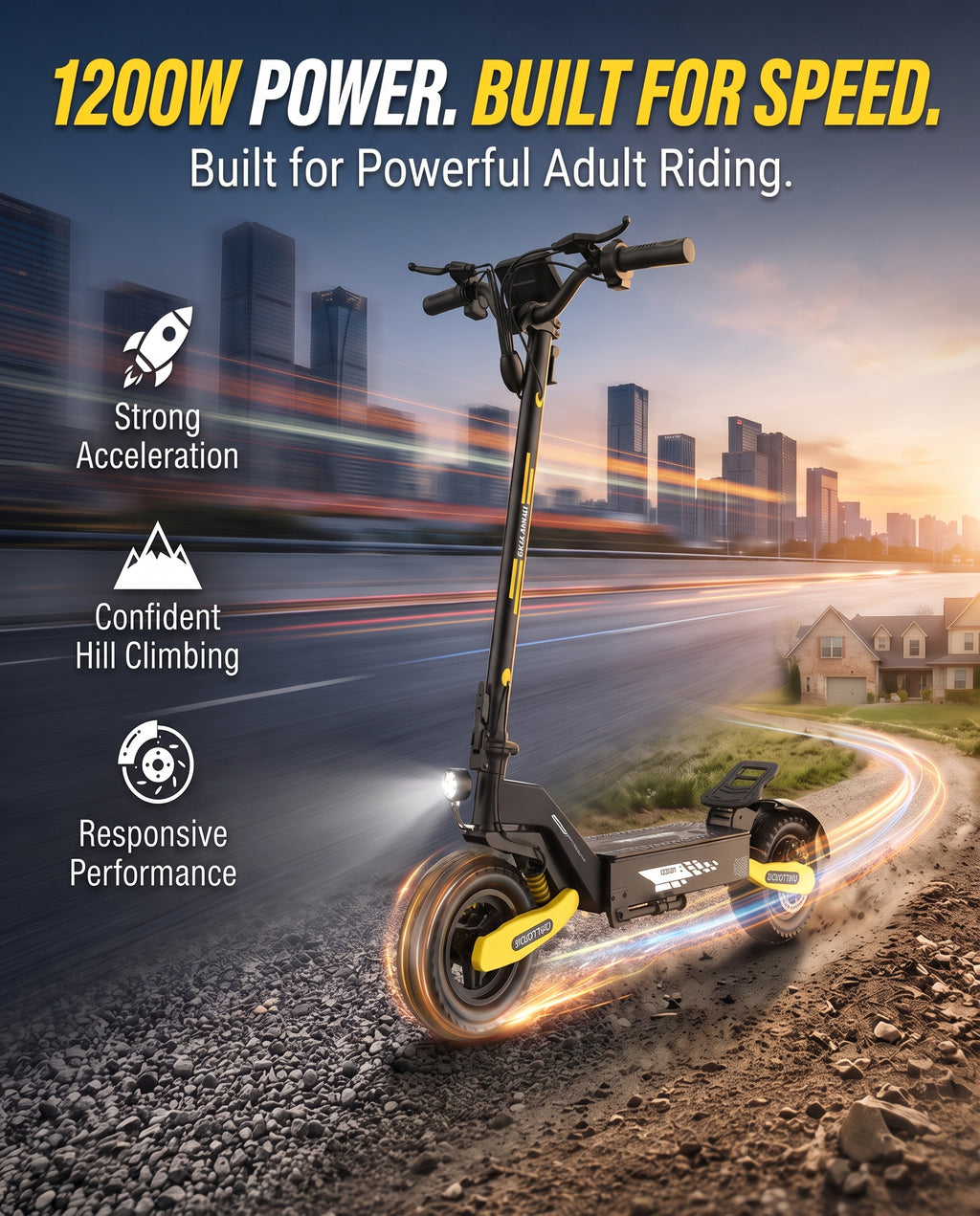 EOEOTWO GT06 Electric Scooter for Adults ,1200W Peak Motor, 11-Inch Off-Road Tyres