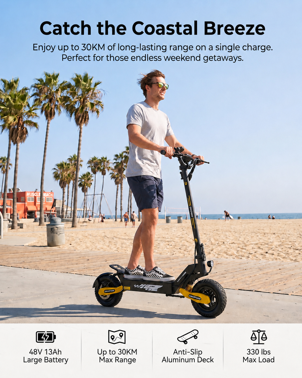 EOEOTWO GT06 Electric Scooter for Adults ,1200W Peak Motor, 11-Inch Off-Road Tyres